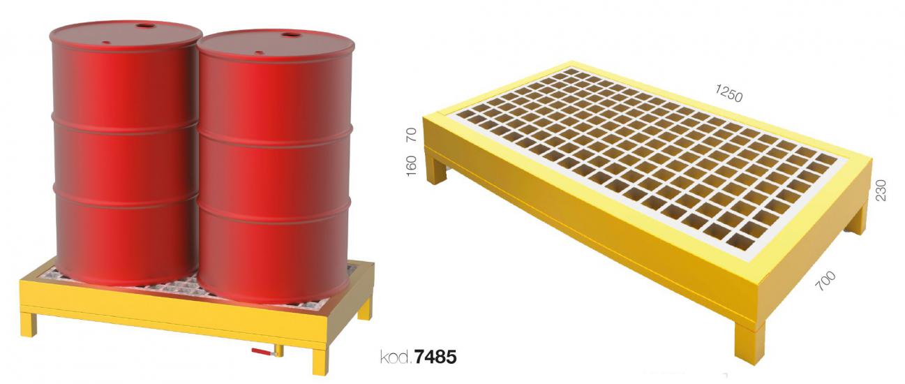 7485 - IZGARALI KİMYASAL VARİL PALETİ,ENDÜSTRİYEL DOLAPLAR,Kimyasal Malzeme Dolabı