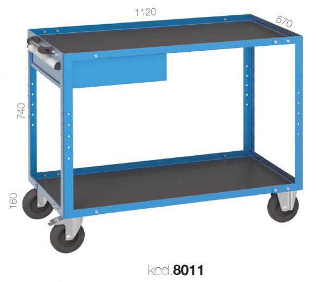 8011 - TEK ÇEKMECELİ 2 KATLI UZUZ TİP MALZEME TAŞIMA ARABASI,ÇALIŞMA ARABALARI,1120 mm Havuzlu Çalışma Arabaları