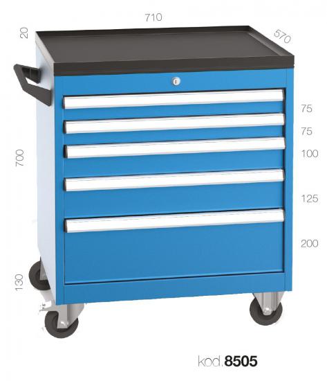 8505 - 5 ÇEKMECELİ ENDÜSTRİYEL TİP HAVUZLU TAKIM ARABASI ,TAKIM ARABALARI,Endüstriyel Tip Takım Arabaları