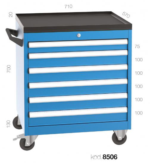 8506 - 6 ÇEKMECELİ ENDÜSTRİYEL TİP HAVUZLU TAKIM ARABASI ,TAKIM ARABALARI,Endüstriyel Tip Takım Arabaları