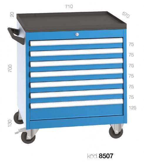 8507 - 7 ÇEKMECELİ ENDÜSTRİYEL TİP HAVUZLU TAKIM ARABASI ,TAKIM ARABALARI,Endüstriyel Tip Takım Arabaları