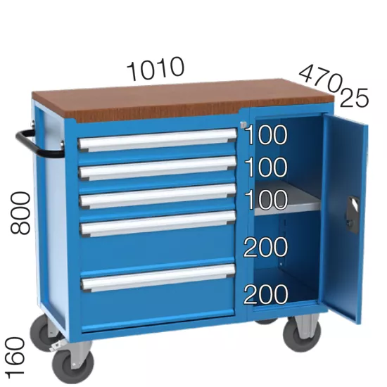 8537 - 5 ÇEKMECELİ YANDA 2 GÖZLÜ KAPAKLI TAKIM ARABASI