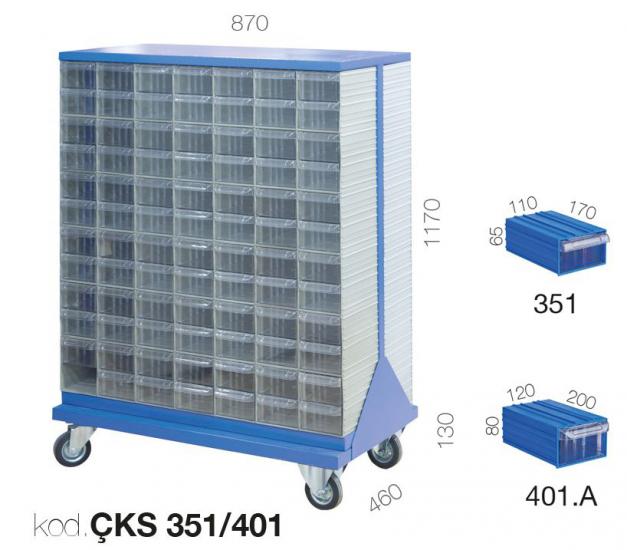 ÇKS 351-401 - 204 ADET ÇEKMECELİ KUTULU İKİ YÖNLÜ STAND,AVADANLIK KUTULU SİSTEMLER,Plastik Çekmeceli Standlar