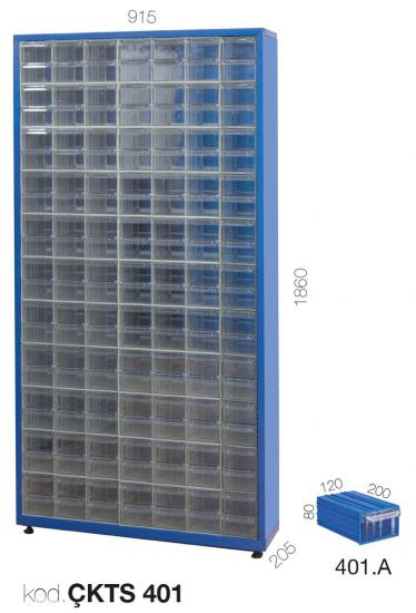 ÇKTS 401 - 154 ÇEKMECELİ KUTULU TEK YÖNLÜ STAND,AVADANLIK KUTULU SİSTEMLER,Plastik Çekmeceli Standlar